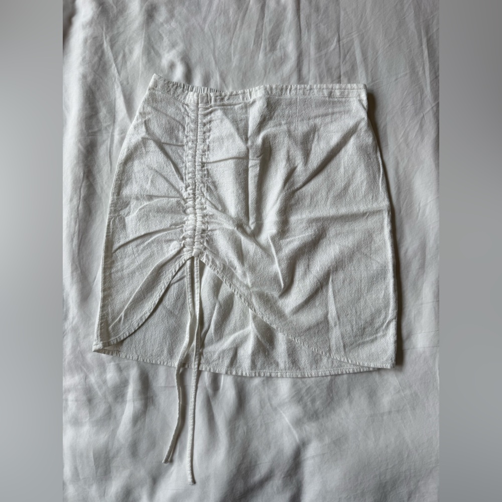 Bananhot textured cotton ivory ruched skirt small